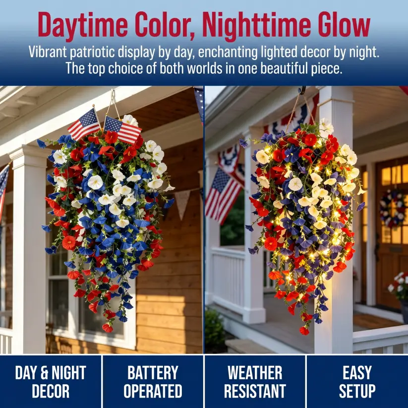 ✨✨ Celebrate America’s 250th Anniversary with Patriotic Hanging Flower Baskets