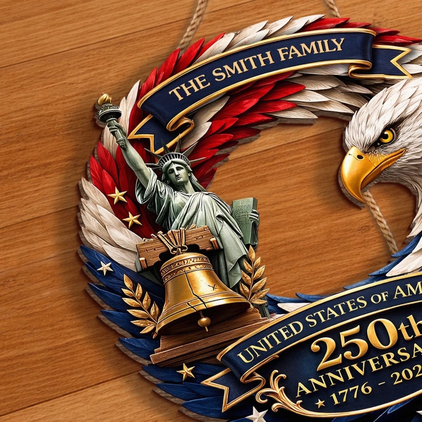 🦅Bald Eagle Patriotic Wood Sign - America 250th Anniversary Gifts For Mom, Dad, Brother, Sister, Kids