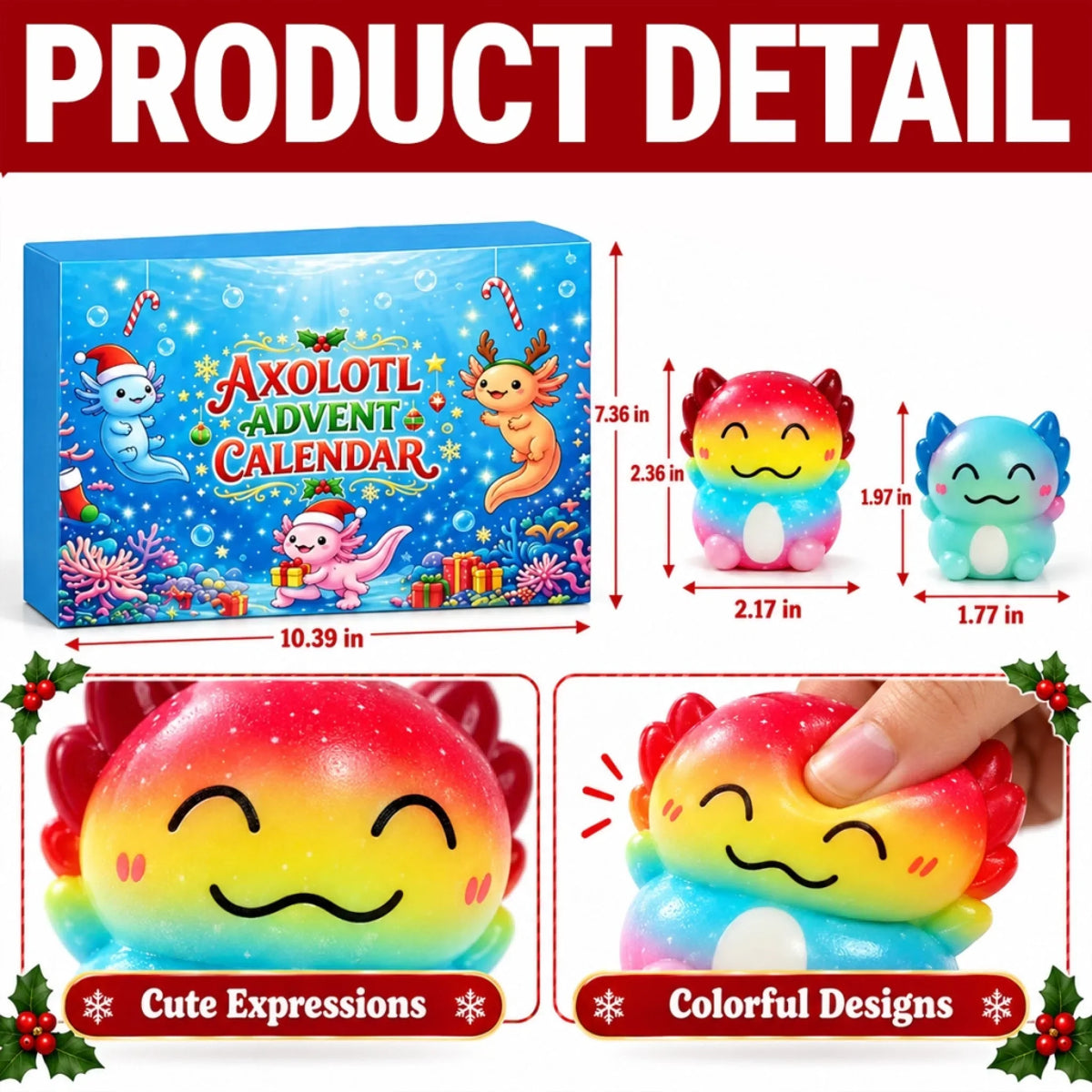 Axolotl Christmas Gifts - Axolotl Squishy Advent Calendar