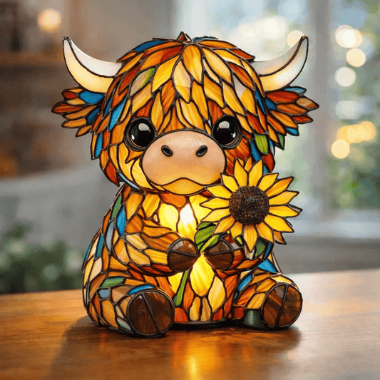 🌻Mother's Day Sale 49% OFF- 🐮Creative Highland Cow Sunflower LED Night Light