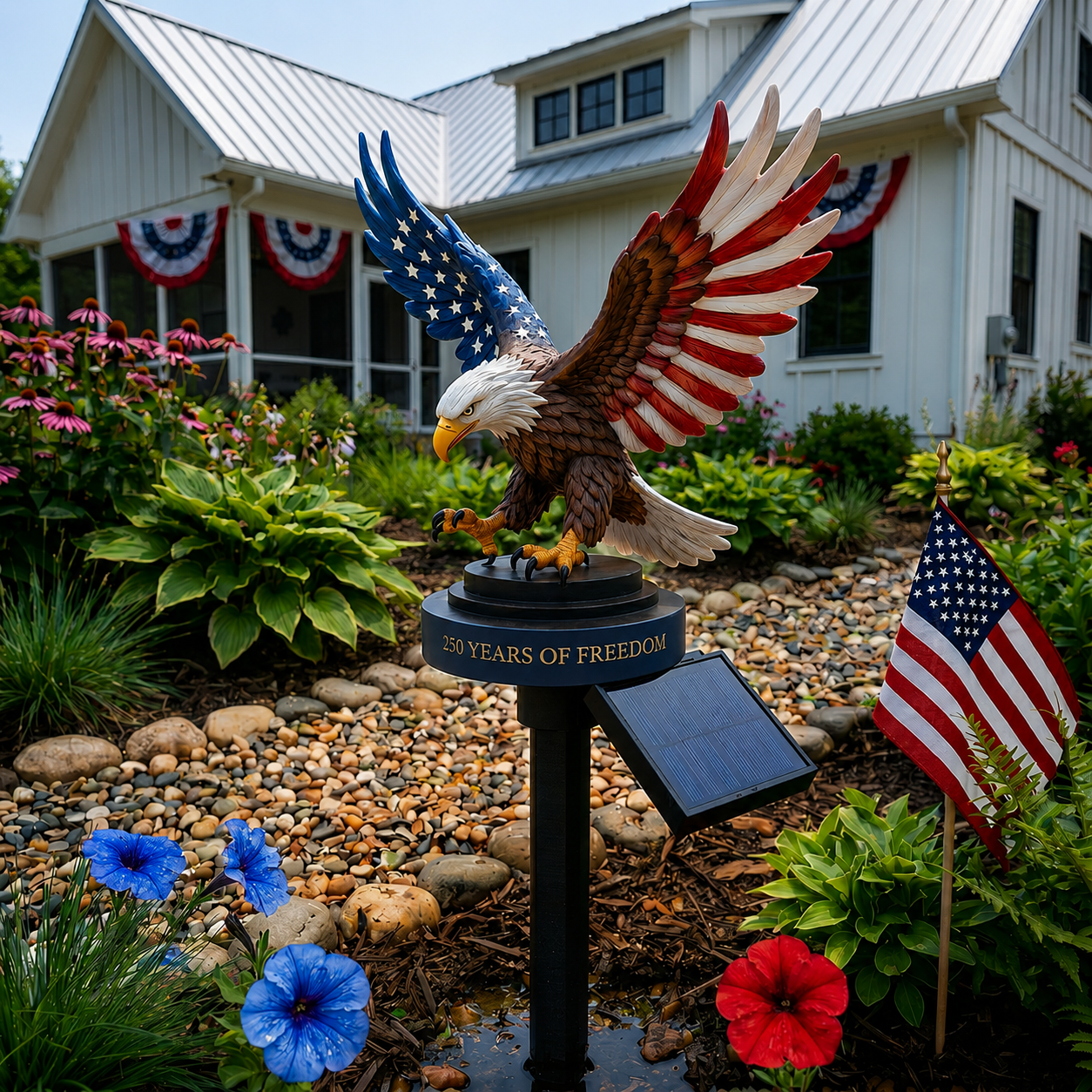 🦅 Solar Eagle Garden Light – A Glowing Tribute to American Freedom
