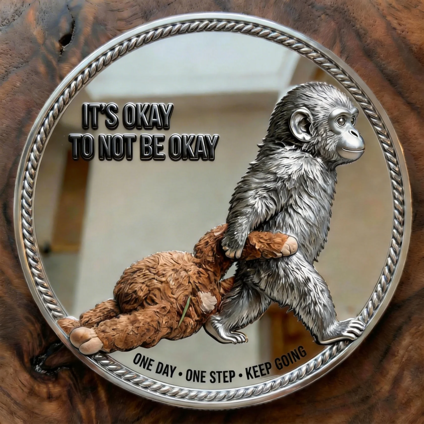 🎀 Warm Companionship Collection｜"ONE DAY AT A TIME" Monkey Keychain + Limited Edition Coin Set