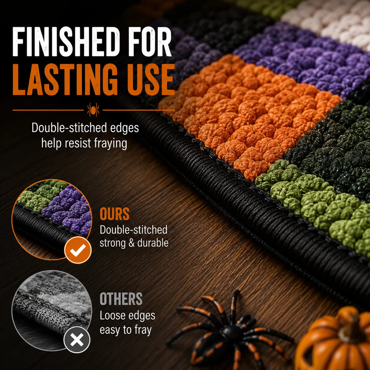 🎃3D Skeleton Vortex Quilted Round Halloween Rug