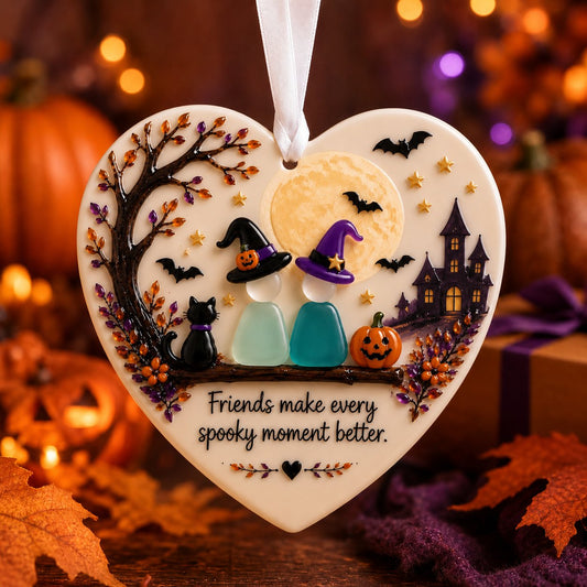 🎃 Halloween Friendship Sea Glass Ornament