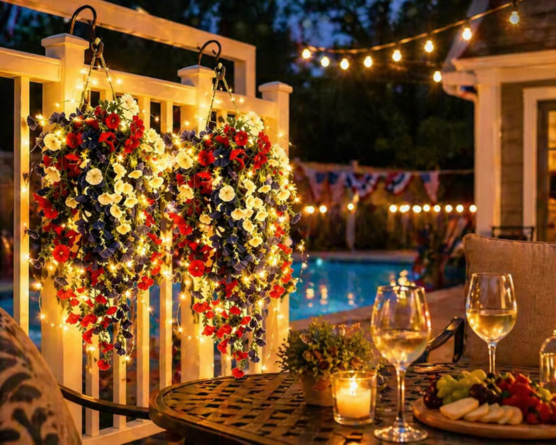✨✨ Celebrate America’s 250th Anniversary with Patriotic Hanging Flower Baskets