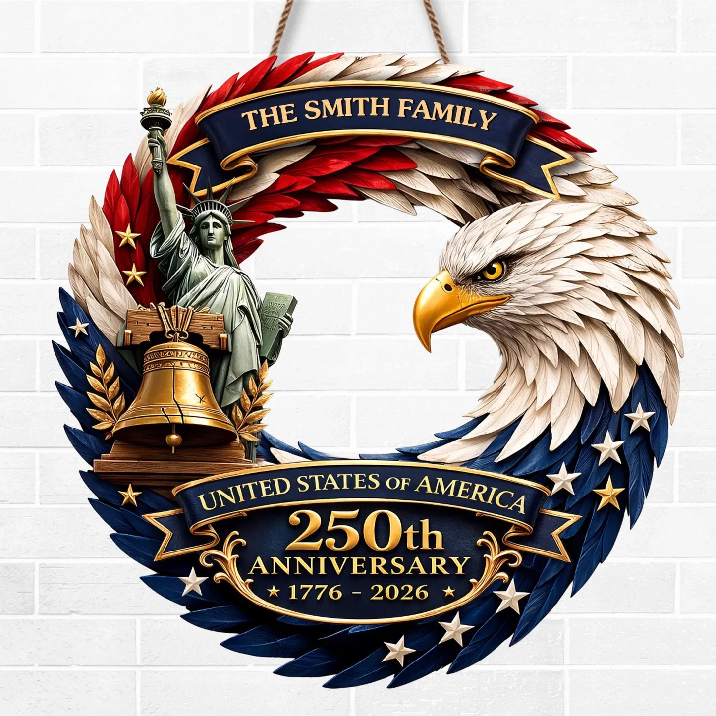 🦅Bald Eagle Patriotic Wood Sign - America 250th Anniversary Gifts For Mom, Dad, Brother, Sister, Kids