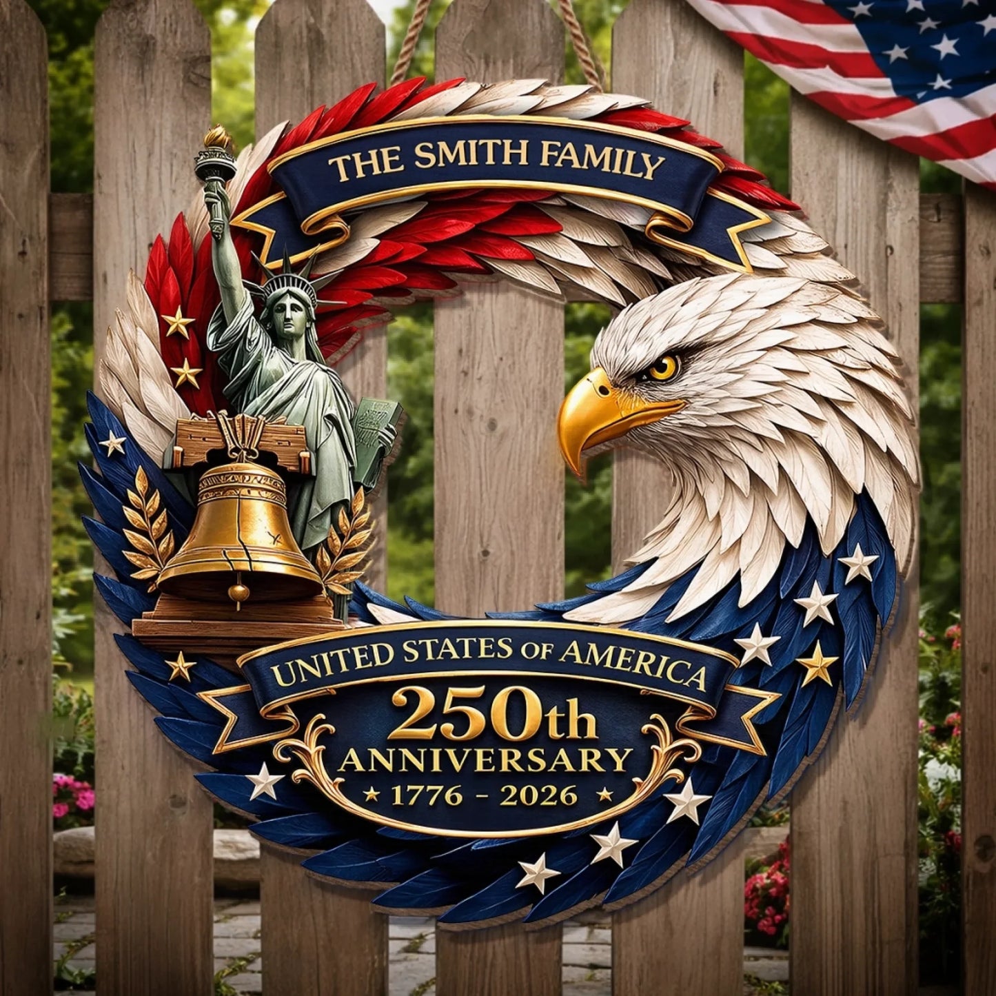 🦅Bald Eagle Patriotic Wood Sign - America 250th Anniversary Gifts For Mom, Dad, Brother, Sister, Kids