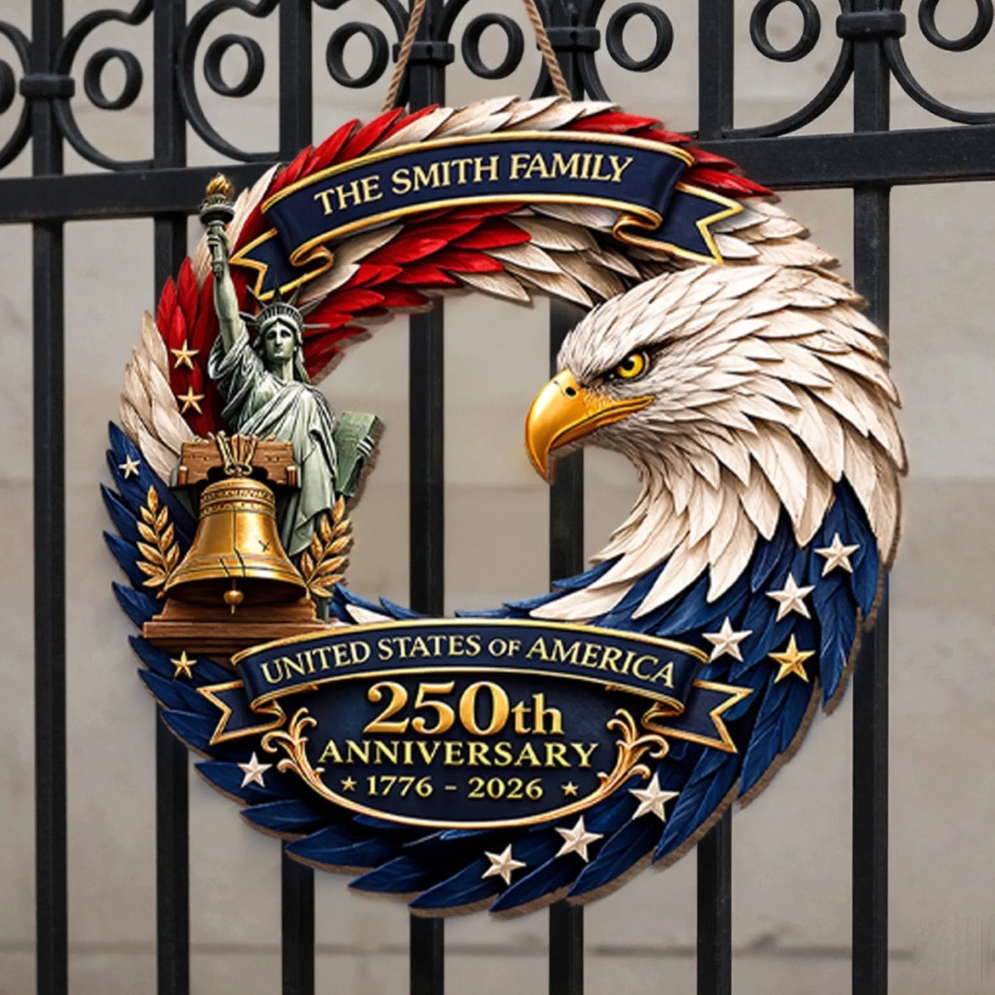 🦅Bald Eagle Patriotic Wood Sign - America 250th Anniversary Gifts For Mom, Dad, Brother, Sister, Kids