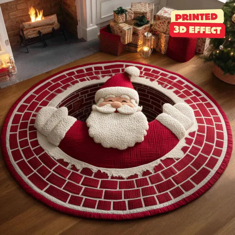 🎃3D Skeleton Vortex Quilted Round Halloween Rug