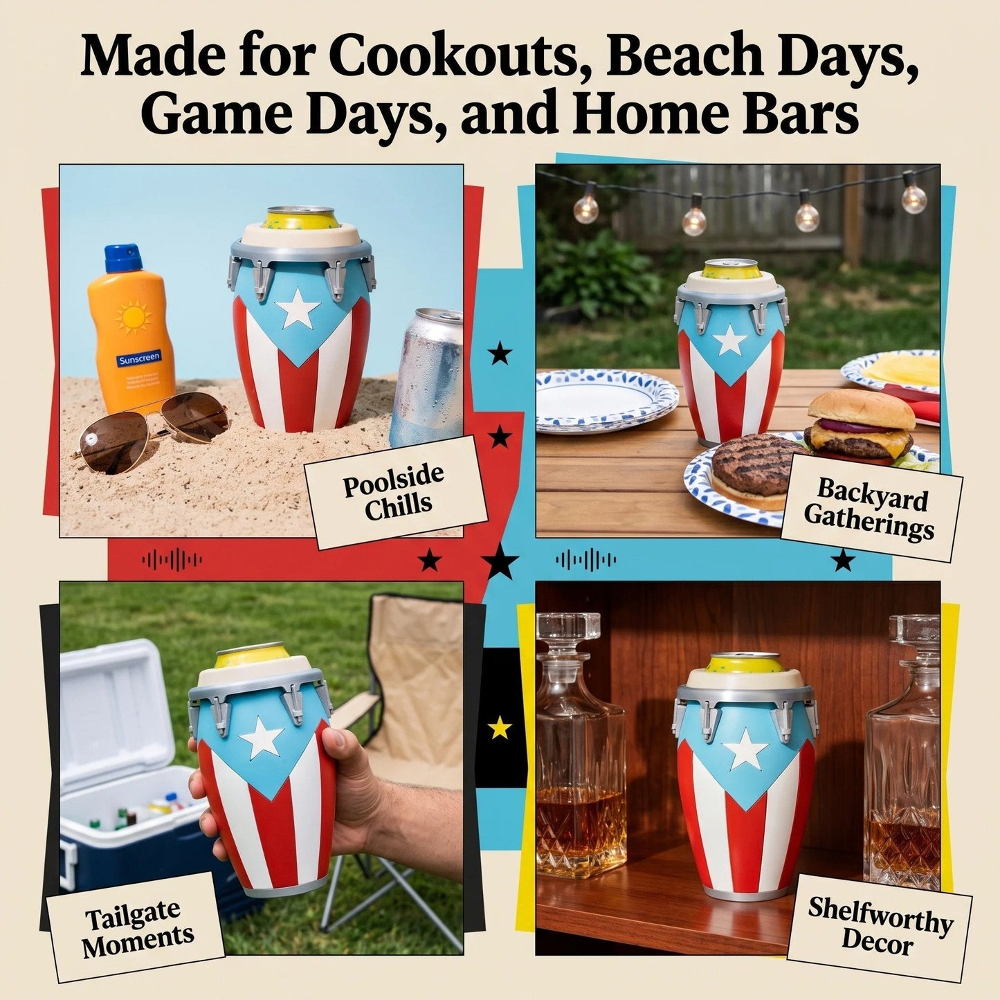 🔥 🔥 Conga-Style Can Holder – Celebrate Caribbean Pride, One Sip at a Time