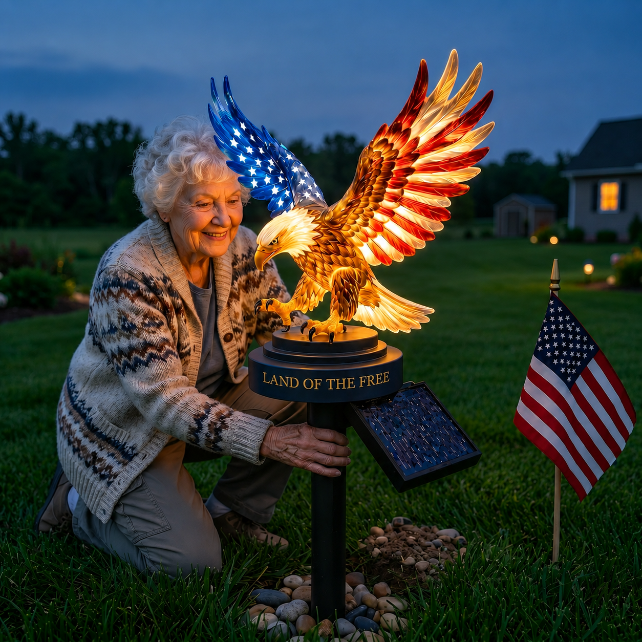 🦅 Solar Eagle Garden Light – A Glowing Tribute to American Freedom