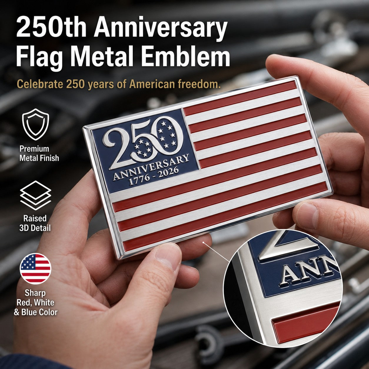 250th Anniversary Metal Flag Emblem✨