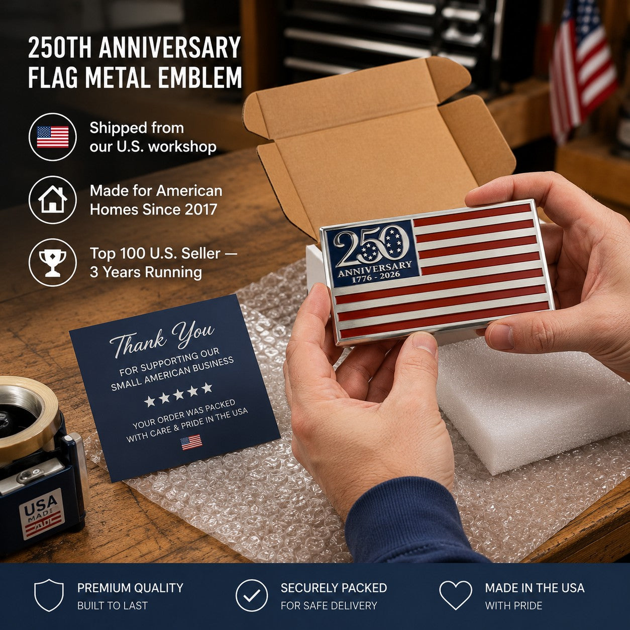 250th Anniversary Metal Flag Emblem✨