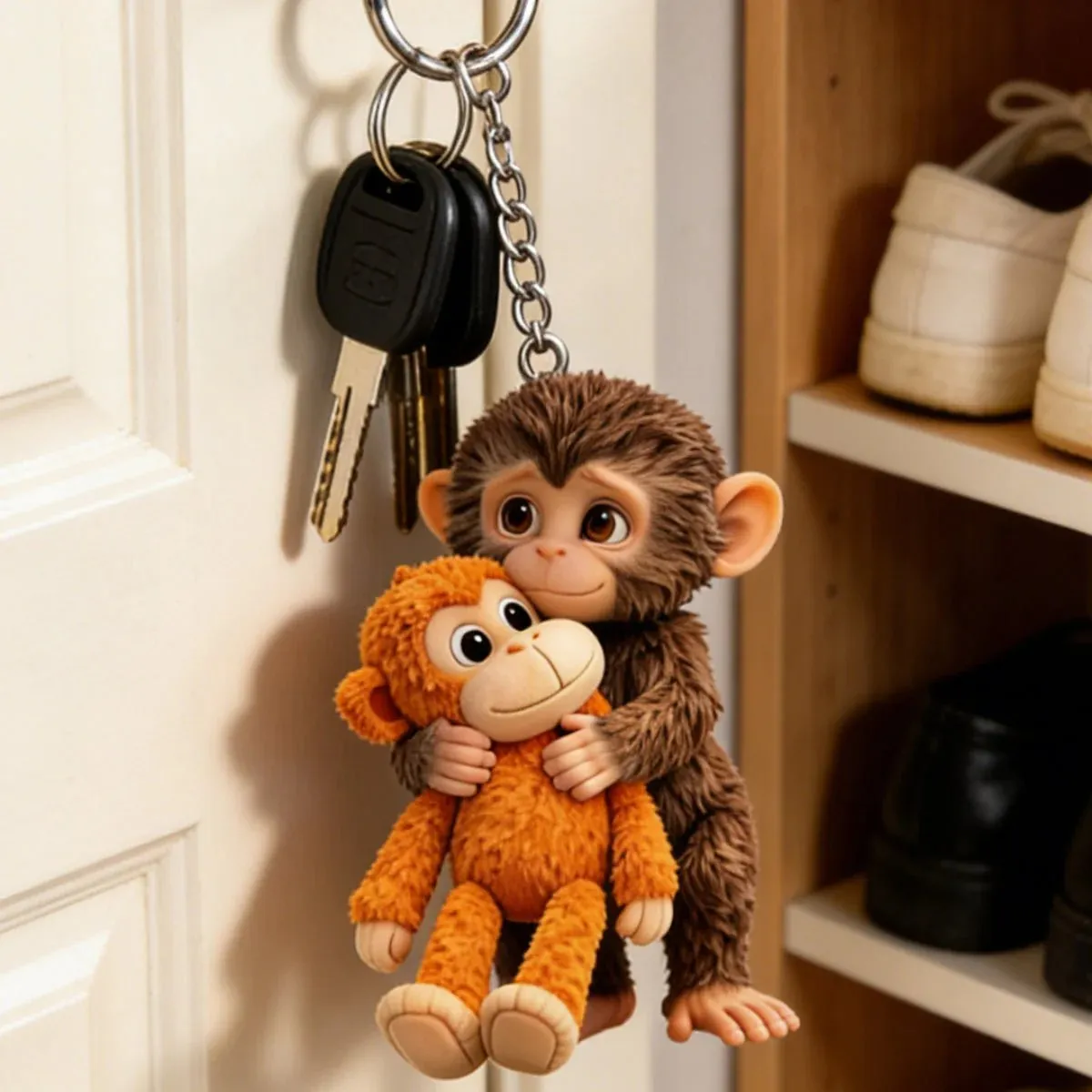🎀 Warm Companionship Collection｜"ONE DAY AT A TIME" Monkey Keychain + Limited Edition Coin Set
