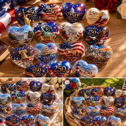 America 250th Anniversary Commemorative Heart Ornament Collection | 15-Piece Patriotic Keepsake Set🎁