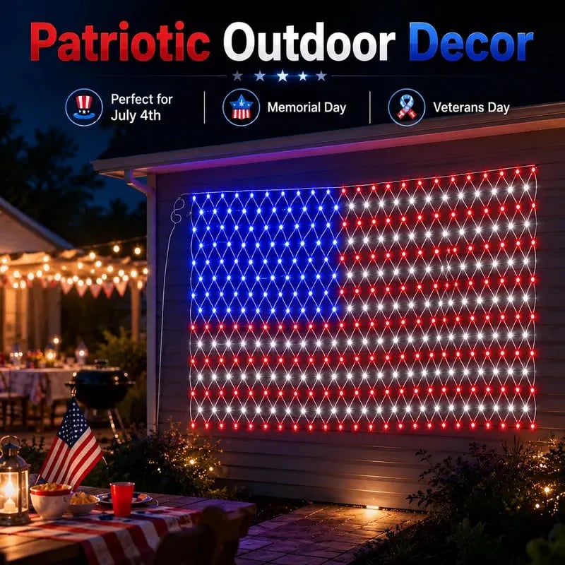 🔥49% Off Sale on July 4-Solar American Flag Lights Outdoor