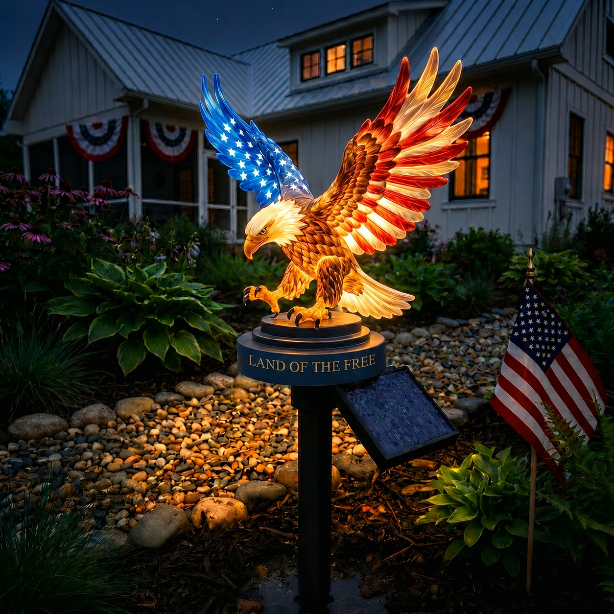 🦅 Solar Eagle Garden Light – A Glowing Tribute to American Freedom