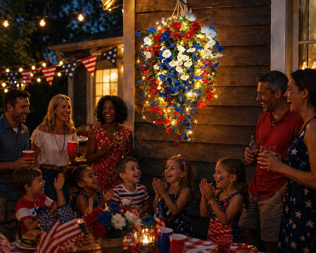 ✨✨ Celebrate America’s 250th Anniversary with Patriotic Hanging Flower Baskets