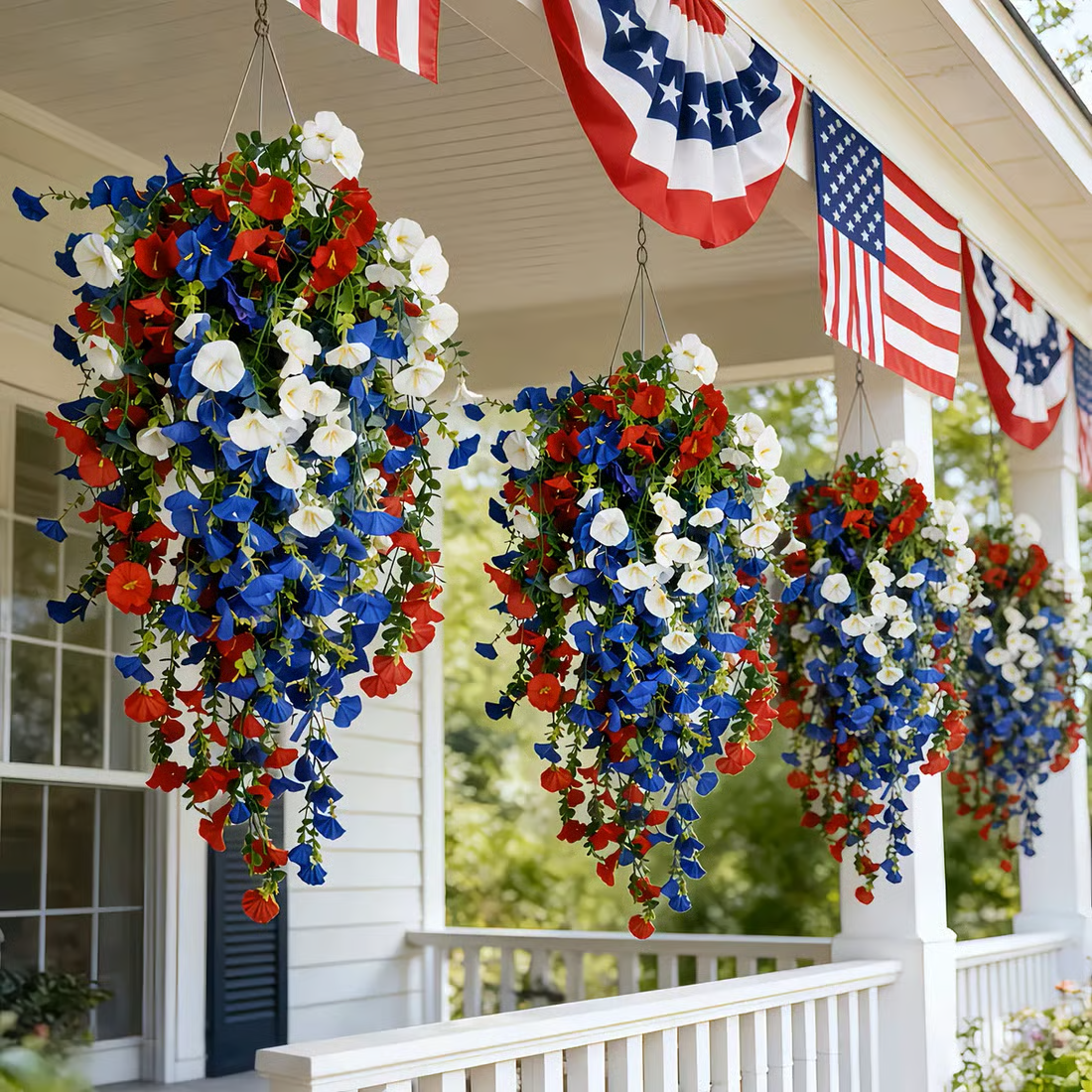 ✨✨ Celebrate America’s 250th Anniversary with Patriotic Hanging Flower Baskets