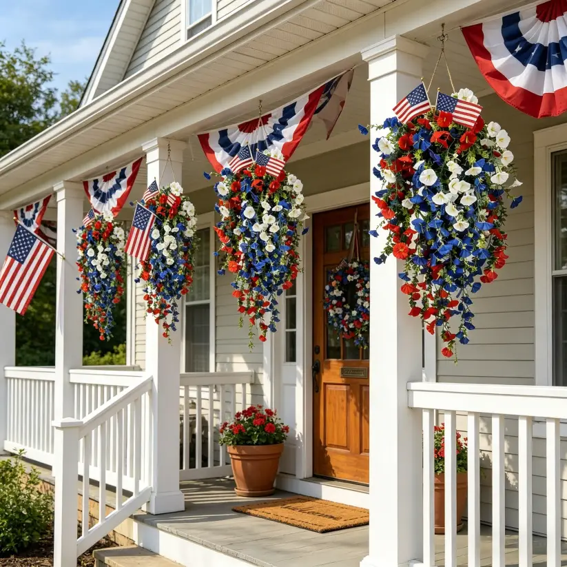 ✨✨ Celebrate America’s 250th Anniversary with Patriotic Hanging Flower Baskets
