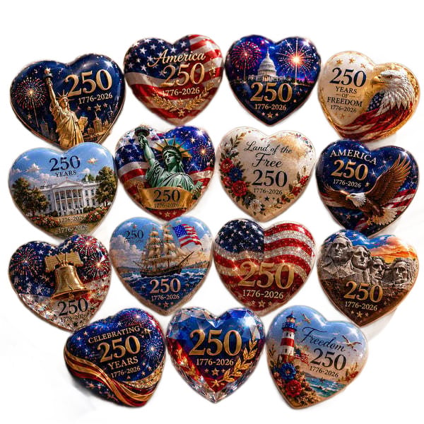 America 250th Anniversary Commemorative Heart Ornament Collection | 15-Piece Patriotic Keepsake Set🎁
